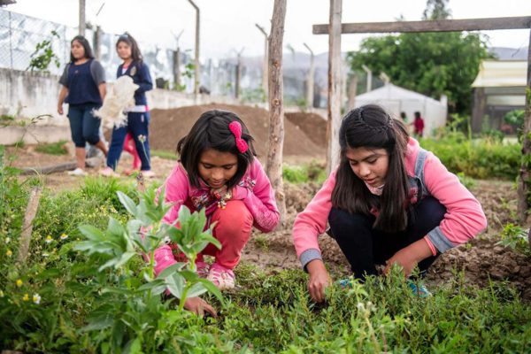 Gartenarbeit im Kinderdorf Cuatro Esquinas der Schwestern der heiligen Maria Magdalena Postel in Cochabamba, Bolivien